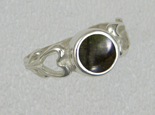 Sterling Silver Two Hearts Ring With Spectrolite Size 10